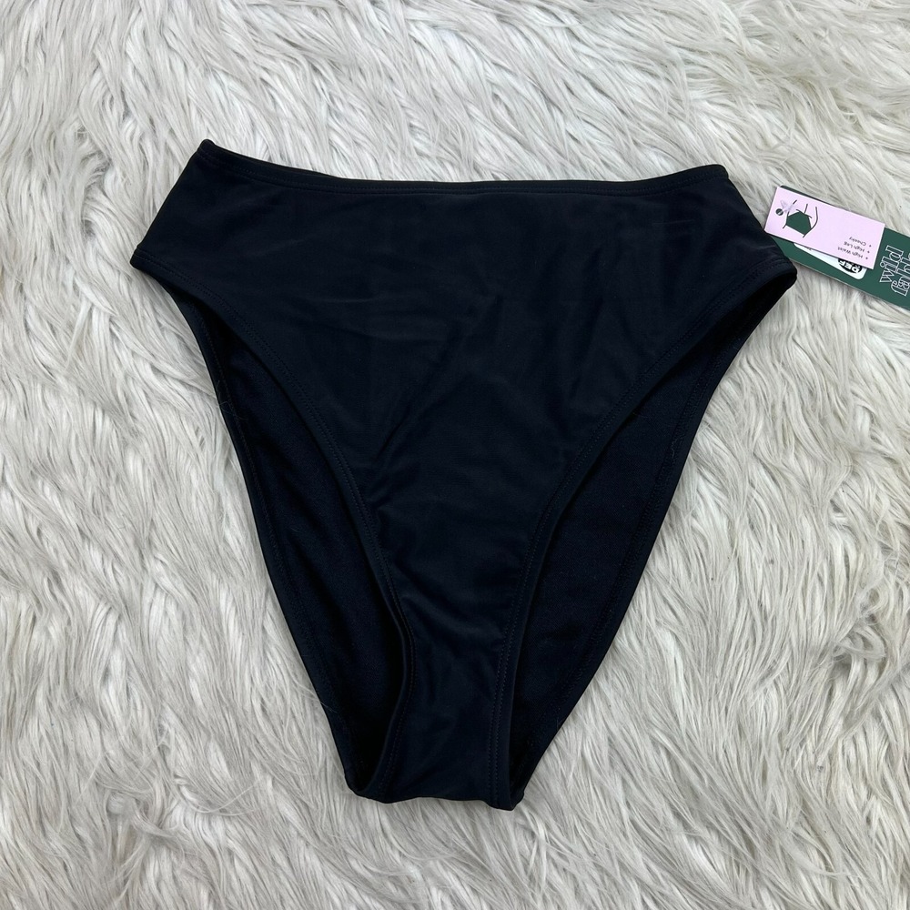 NWT Wild Fable Women's XS Black High Cut High Waisted Bikini Bottom Swim